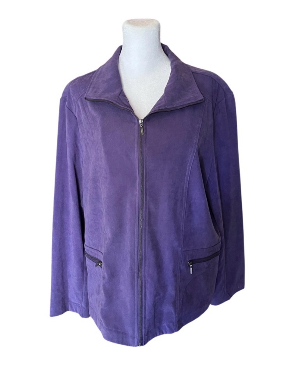 Southern Lady Purple Faux Suede Zip Up Jacket Size 16